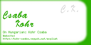 csaba kohr business card